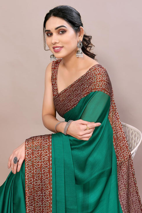 Vasthrlay Fashion Chiffon Georgette Teal Ethnic Wear