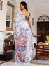 Vasthrlay Womens Printed White Saree With Grey Unstitched Blouse Piece
