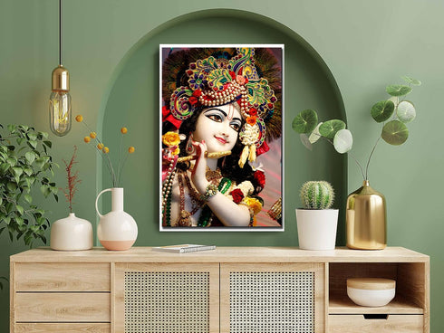 Wallpics Lord Krishna God Waterproof Vinyl Sticker Poster for Home Decor