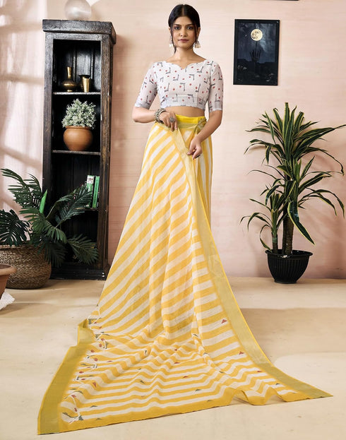 Vasthrlay Womens Printed Unstitched Purple Saree