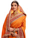 Vasthrlay Vichitra Embroidery Orange Saree With Red Unstitched Blouse Piece