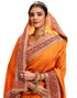 Vasthrlay Vichitra Embroidery Orange Saree With Red Unstitched Blouse Piece