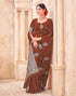 Vasthrlay Kanjivaram Jacquard Rust Saree With Unstitched Blouse Piece