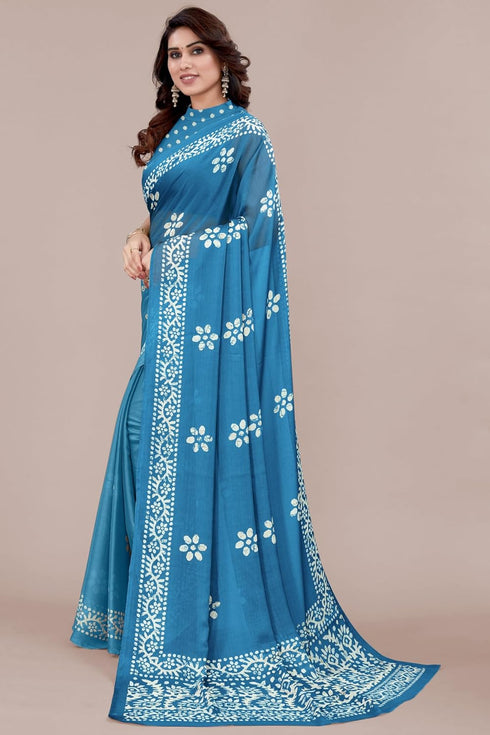 Vasthrlay Fashion Chiffon Printed Parrot Ethnic Wear