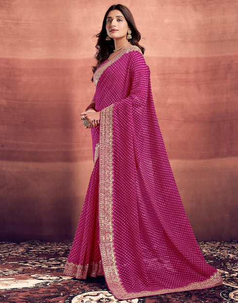 Vasthrlay Georgette Embroidery Unstitched Pink Saree