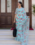Vasthrlay Womens Printed Unstitched White Saree