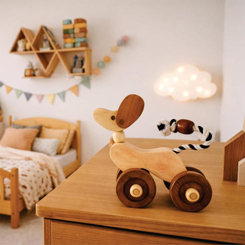 Wooden Dog Pull-Along Toy for Toddlers