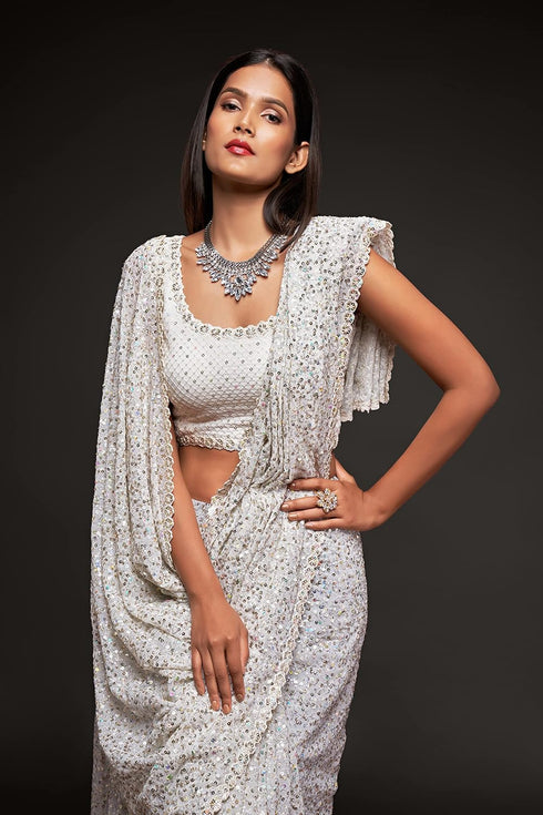 Vasthrlay Georgette Sequins Blouse Ethnic Wear