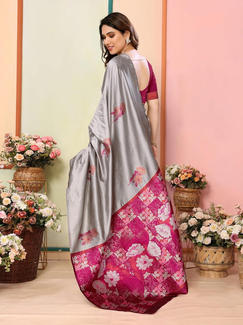 VasthrlayKanjivaram Banarasi Unstitched Mustard Free Ethnic Wear