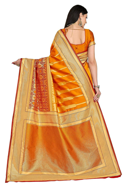Vasthrlay Banarasi Bridal Orange Ethnic Wear