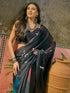 Vasthrlay Shimmer Georgette Unstitched Black Saree