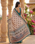 Vasthrlay Womens Printed Unstitched Navy Blue Saree