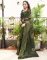 Vasthrlay Chiffon Bandhani Unstitched Olive Green Saree