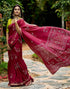 Vasthrlay Bandhani Printed Burgundy Saree With Unstitched Blouse Piece