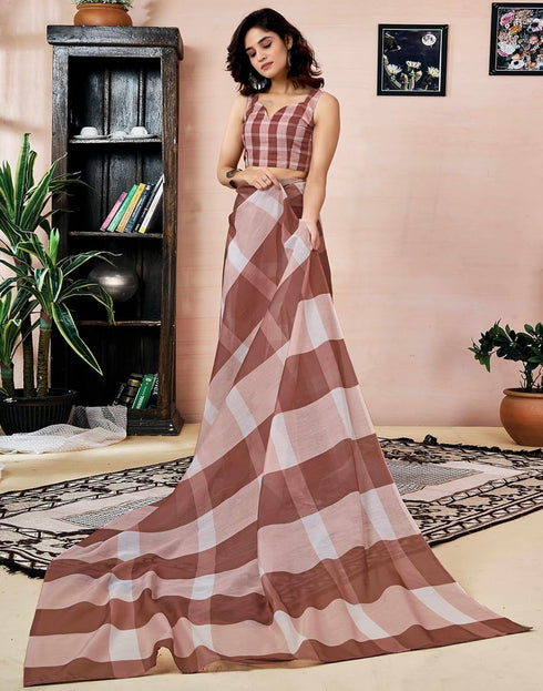 Vasthrlay Chanderi Printed Unstitched Off White Saree