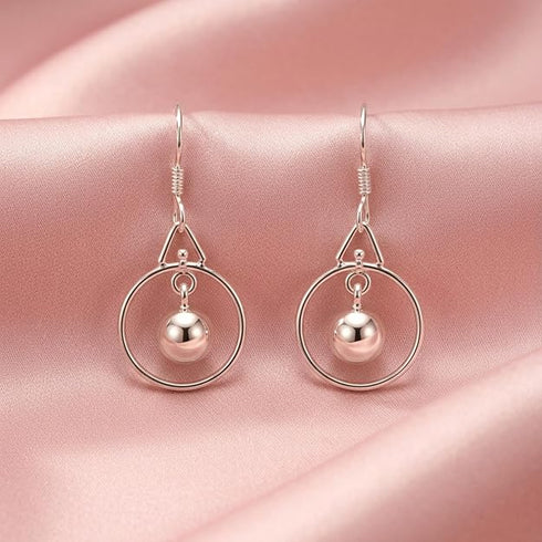 Zyrene 925 Sterling Silver Circle Drop Earrings for Women