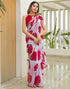 Vasthrlay Chiffon Blouse Red Saree With Unstitched Blouse Piece