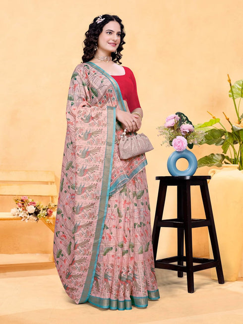 Vasthrlay Printed Unstitched Mustard Free Ethnic Wear