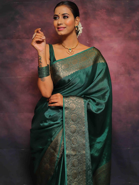 Vsathrlay Saree Kanjivaram Silk Pari Navy