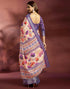 Vasthrlay Womens Printed Unstitched Navy Blue Saree