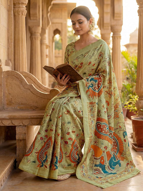 Vasthrlay Banglori Printed Dusty Saree