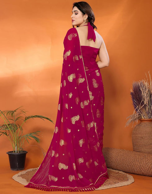 Vasthrlay Georgette Weaving Unstitched Red Saree
