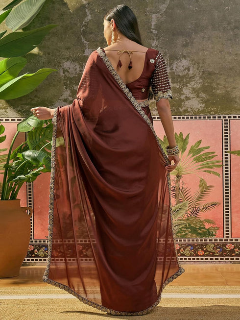 Samah Georgette Bandhani Pink Saree