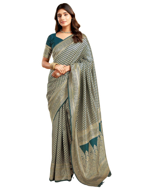 Vasthrlay Kanjivaram Banarasi Wedding Light Green Saree