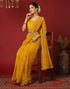 Vasthrlay Georgette Bandhani Yellow Saree With Unstitched Blouse Piece