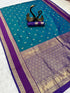 Vasthrlay Kanjivaram Floral Design Contrast Seagreen