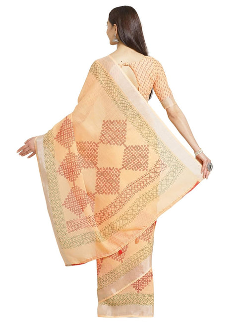Vasthrlay Geometric Unstitched Peach Ethnic Wear