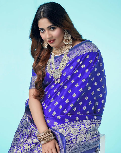 Vasthrlay Banarasi Jacquard Unstitched Yellow Saree
