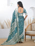 Vasthrlay Printed Tassels Rama Blue Saree With Unstitched Blouse Piece