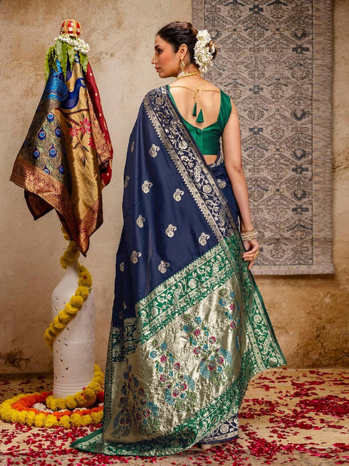 Vasthrlay Weaving Paithani Unstitched Maroon Saree