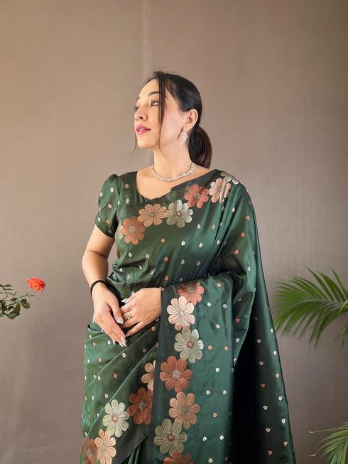 Vasthrlay Women's Paithani Ethnic Unstitched Saree