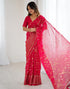 Vasthrlay Georgette Weaving Unstitched Red Saree