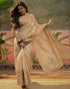 Vasthrlay Shimmer Printed Beige Saree With Unstitched Blouse Piece