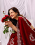 Vasthrlay Chiffon Scalloped Maroon Saree With Unstitched Blouse Piece