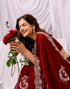 Vasthrlay Chiffon Scalloped Unstitched Maroon Saree