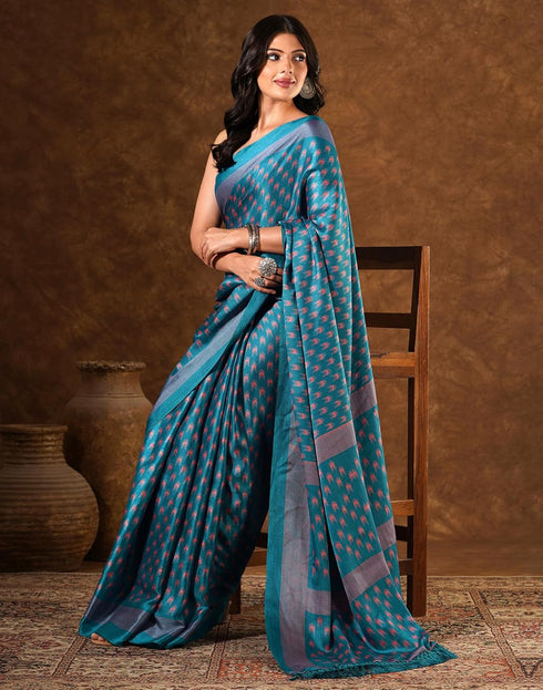 Vasthrlay Womens Printed Unstitched Brown Saree