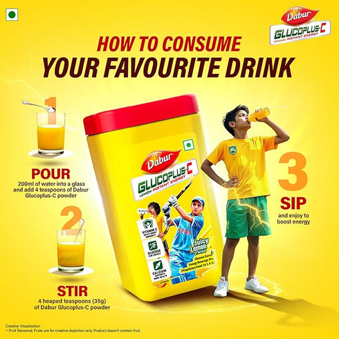 DABUR Gluco Plus C Energy Boost Lemon – 400 g Jar
