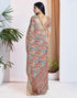 Vasthrlay Womens Printed Light Brown Saree With Unstitched Blouse Piece