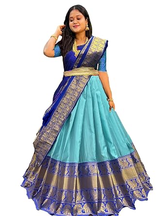 Vasthrlay South Indian Traditional Unstitched Narayanpet Half Sareee