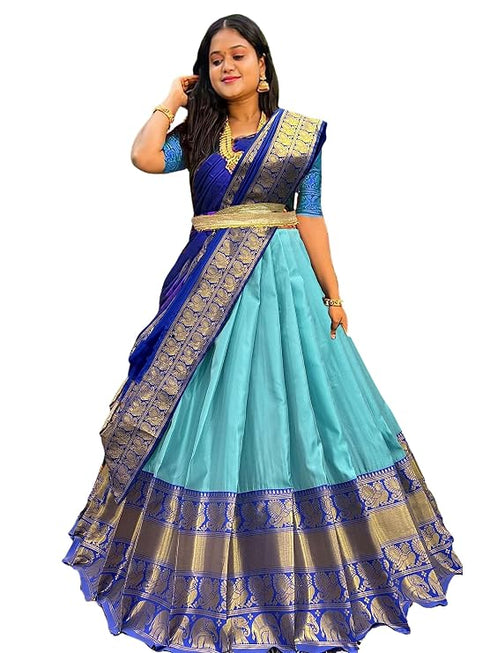 Vasthrlay South Indian Traditional Unstitched Narayanpet Half Sareee