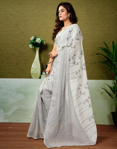 Vasthrlay Womens Cotton Printed Yellow Saree