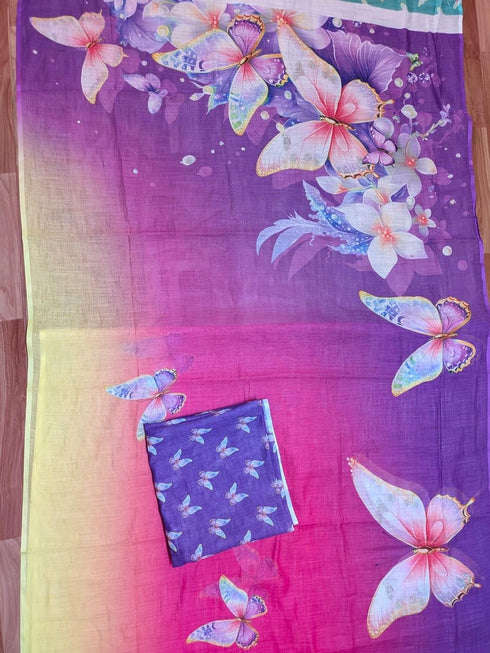 Vasthrlay Premium Gradient Butterfly Unstitched