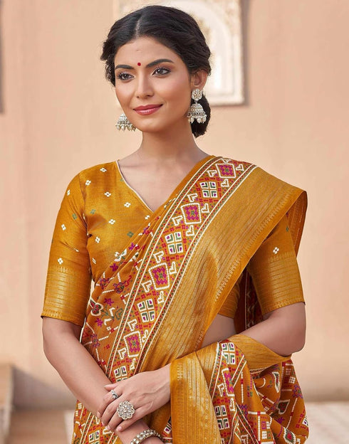 Vasthrlay Printed Traditional Patola Inspired Navyblue