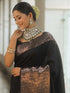 Vasthrlay Black Banarasi Traditional Unstitched Saree