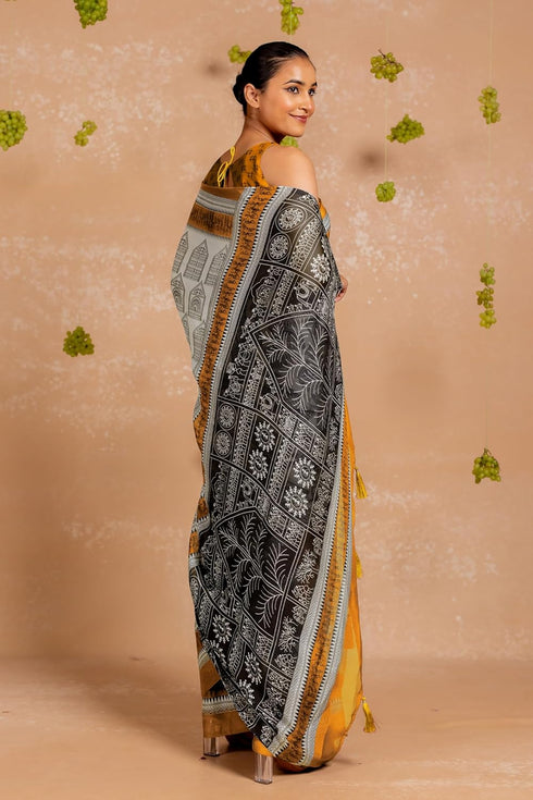 Vasthrlay Fashion Chiffon Geometric Printed Ethnic Wear
