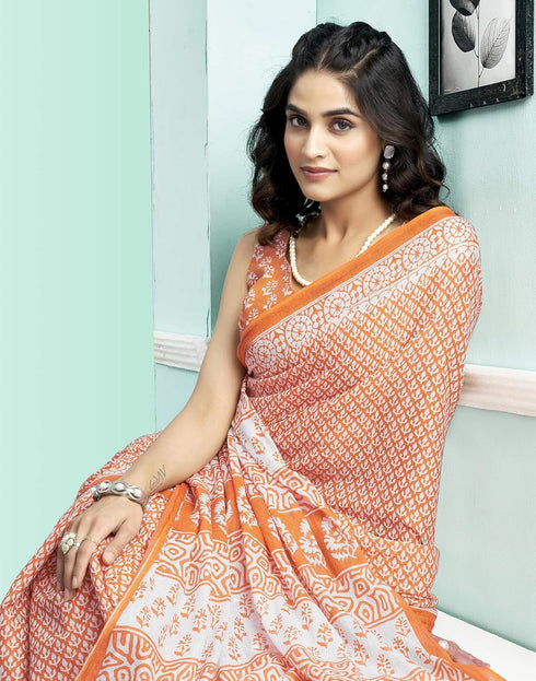 Vasthrlay Womens Printed Unstitched Green Saree